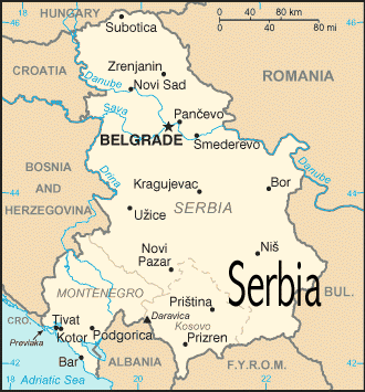 Mapa de Serbia y Montenegro